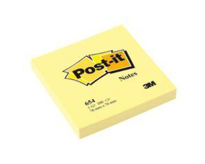 Piezmju lmlapia, 76*76mm, dzeltenas, 100 lapas, Post-it